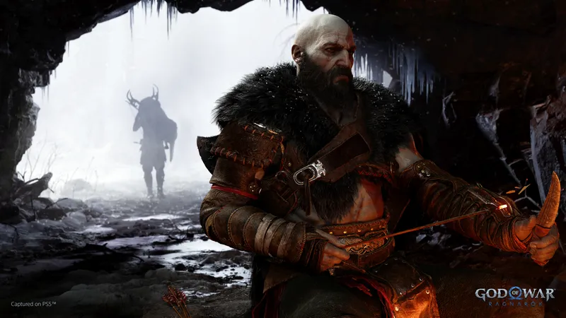 God of War Ragnarök — Kratos in a cave